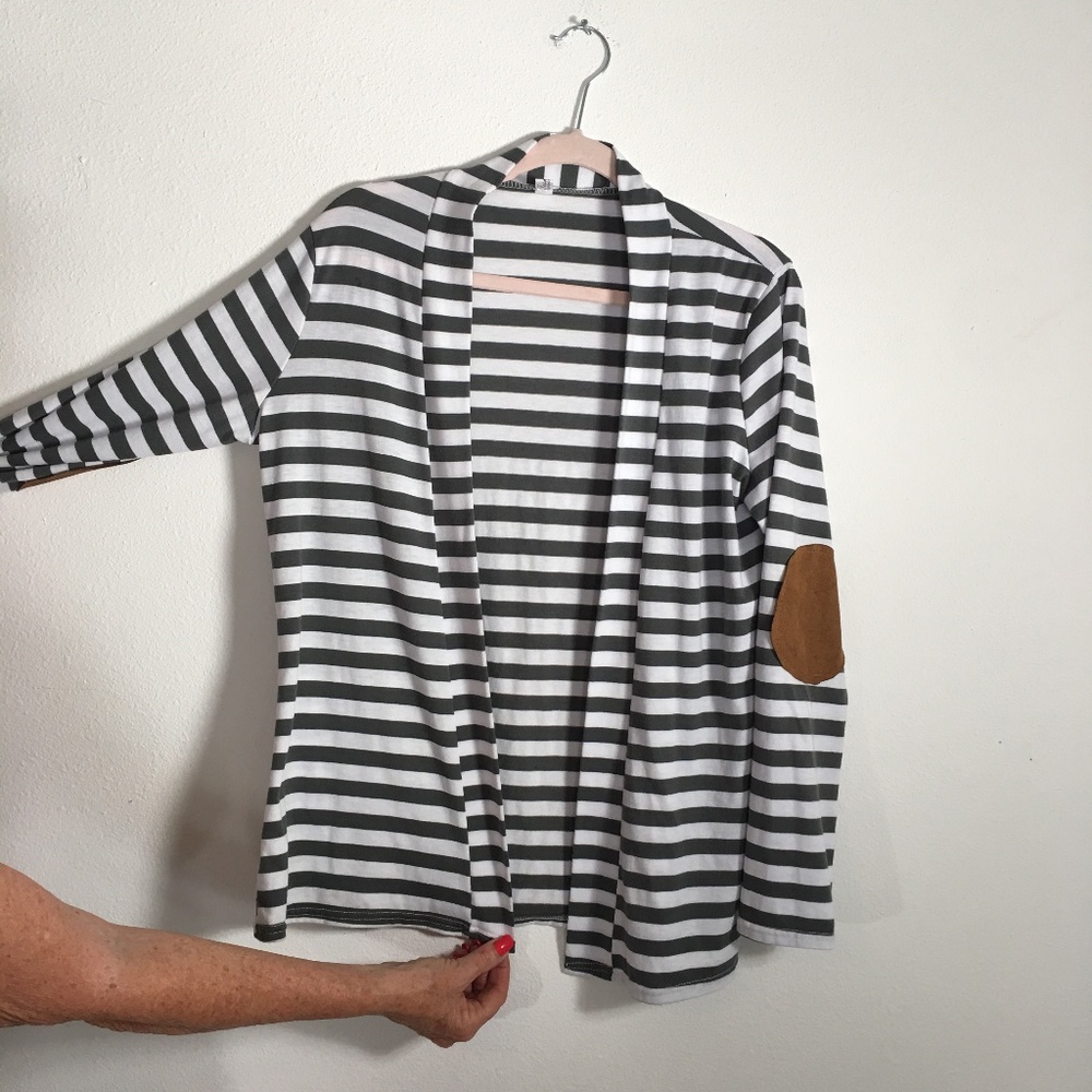 Reehut Long Sleeve Cardigan, XXL, Green/White